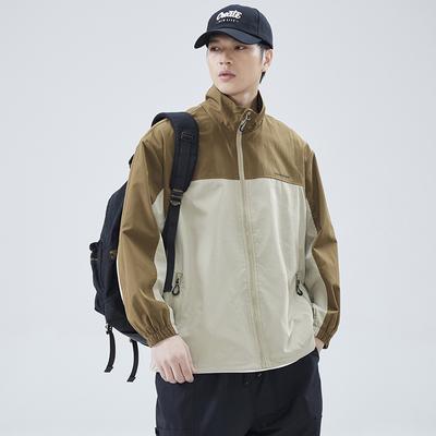 Season Outdoor Splicing Contrasting Color Casual Jacket Men'S American Trendy Brand Ruffian Handsome Windproof Loose Coach Jacket