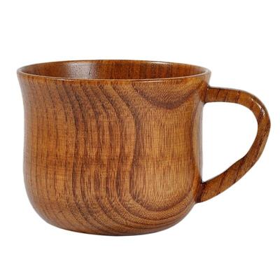 Dřevěný Vintage Wood Grain Binding Cup Dřevěný šálek na kávu s rukojetí Dřevěný šálek
