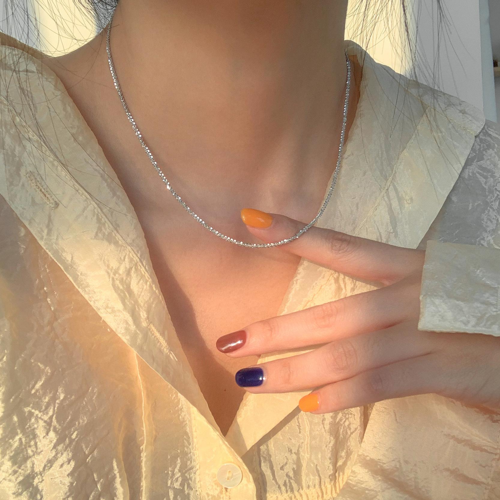 

Искрящаяся Звездная Река Итальянская сверкающая цепь Змеиная костяная цепь Супер Фея Дизайн Ожерелье Легкая Роскошная Цепочка на шею