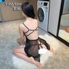 Sexy lingerie sexy perspective mesh small chest suspender nightgown hot passion open crotch free suit