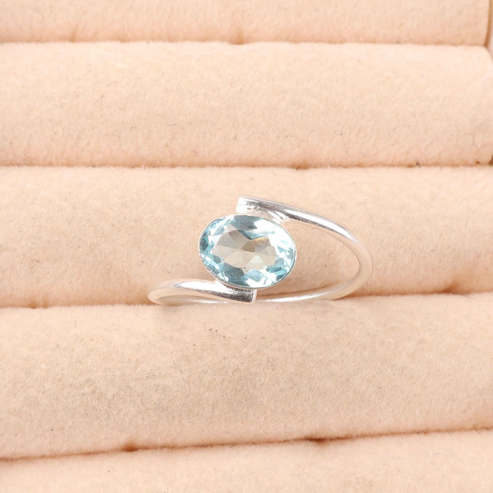 

Драгоценный камень Голубой Топаз Небо 925 Стерлинговое Серебро Ювелирные Изделия Кольцо Ручной Работы Для Женщин Подарок RR-31-11 7