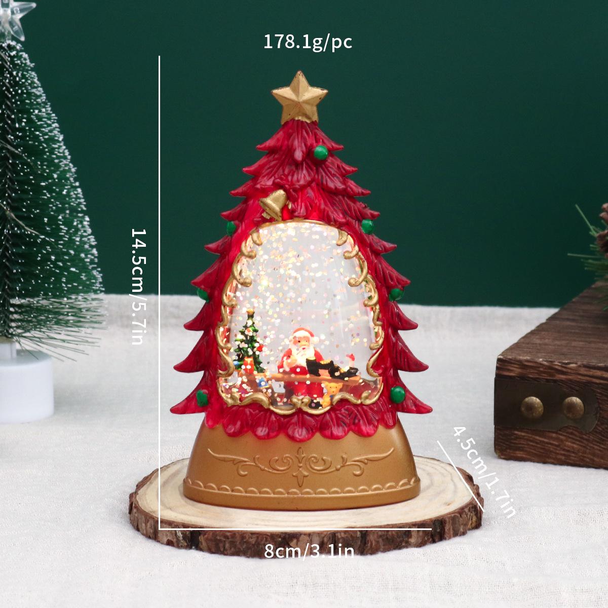 LED Christmas Tree Lantern with Water-Filled Sequins - Desktop Ornament & Gift Decoration
