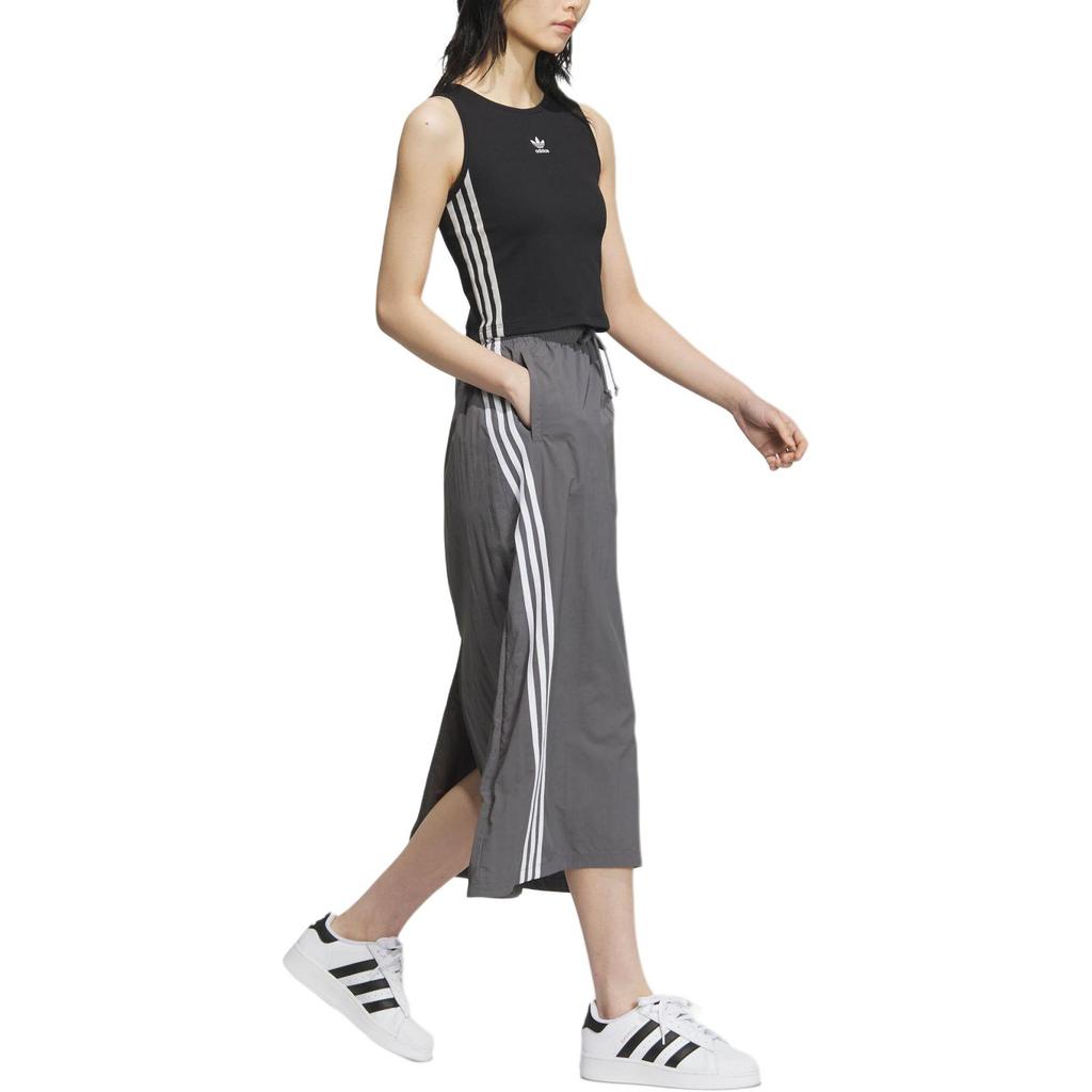 adidas Originals 3s Parach Skirt Casual Long Skirt Women's Dark Gray JC6124