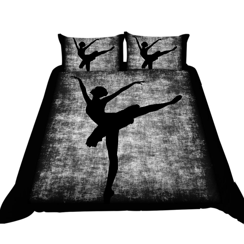 

Роскошный домашний комплект постельного белья с 3D танцевальным узором, полноразмерное пододеяльник и наволочка, моющееся удобное постельное белье для спальни с принтом теней для танца UK Single 135x200cm
