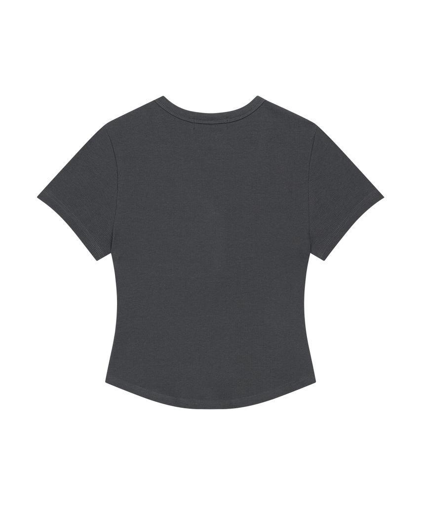Aejeuyua Henry V-Neck Hold T-Shirt Charcoal