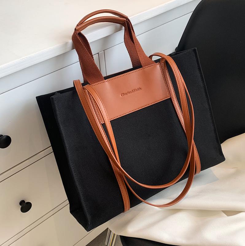 Portable Canvas Large Bag Women's Large Capacity 2025 New High-end Commuting Shoulder Bag Fashion Tote Bag
