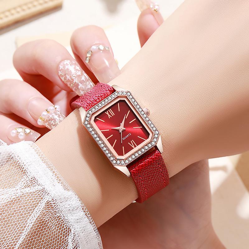 Luxus Inlay Strass Zifferblatt Quarzuhren Mode Lederarmband Armbanduhr Dropshipping Geschenke Damen Uhr