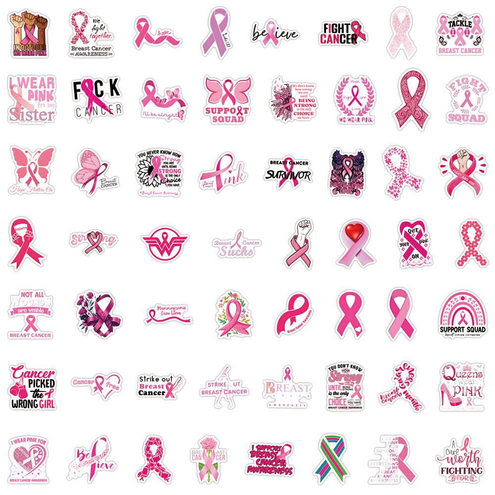 55 New Breast Cancer Graffiti Stickers Decorate Notebook Suitcase Mobile Phone DIY Stickers