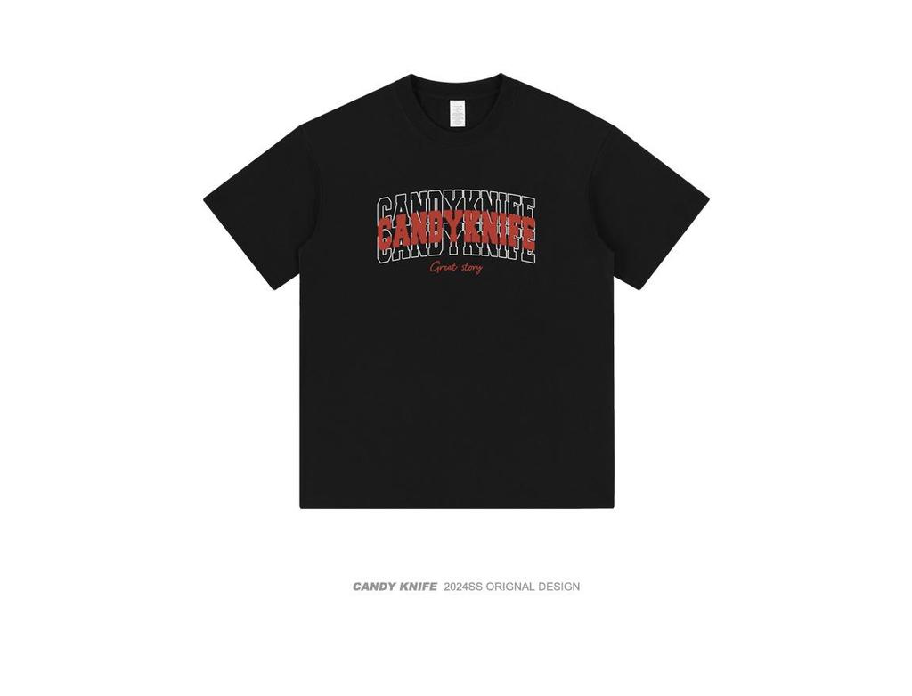 Unisex Summer Cotton Crew Neck T-Shirt with Plastic Bag Print, Casual Loose Plus Size Tee