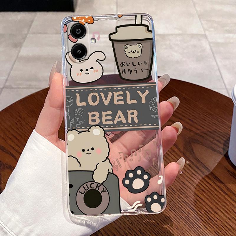 For Samsung Galaxy A07 4G 2025 Silicone Aesthetic Fashion Cute Cat Phone Case Transparent Soft TPU Casing SamsungA07 Back Cover