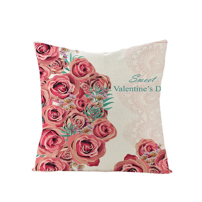 

Наволочка на День святого Валентина Цветочная серия Квадратная полиэстеровая наволочка Домашняя наволочка 45 * 45Cm (excluding pillow core)