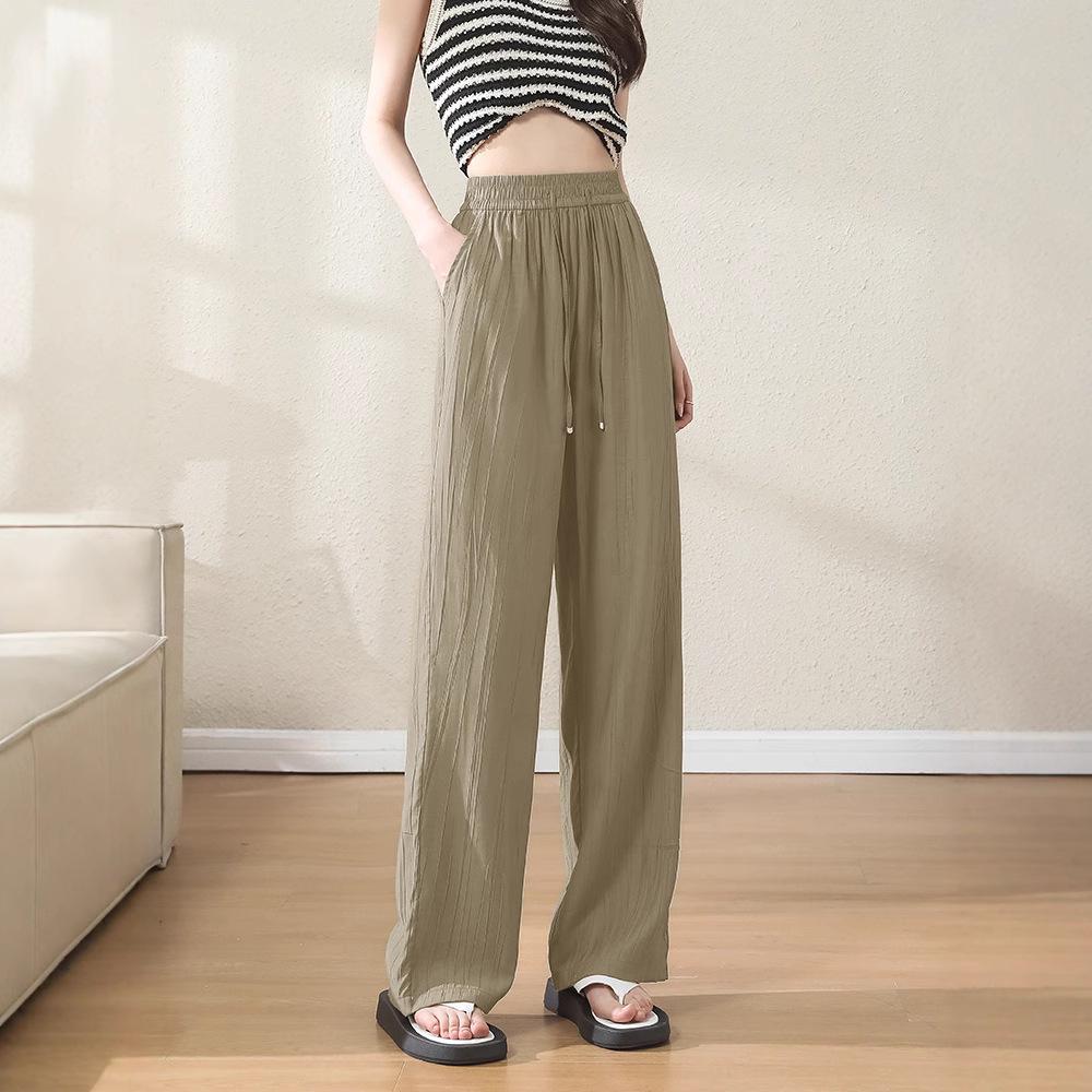 

Women s High Waist Pleated Wide Leg Pants - Comfortable Summer Drawstring Style XL