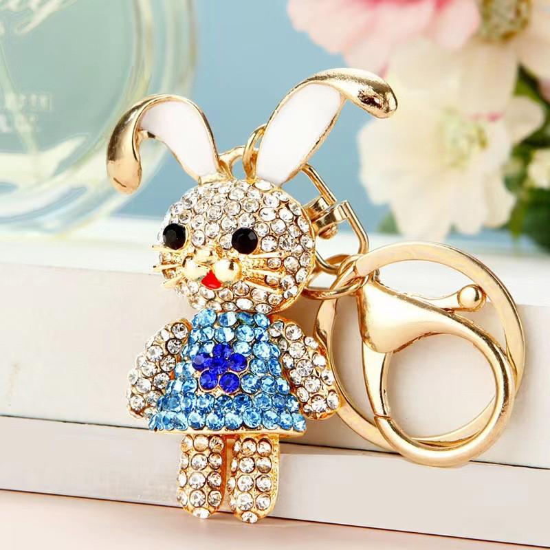 Colorful Rhinestone 3D Tiger Keychain and Metal Backpack Accessory