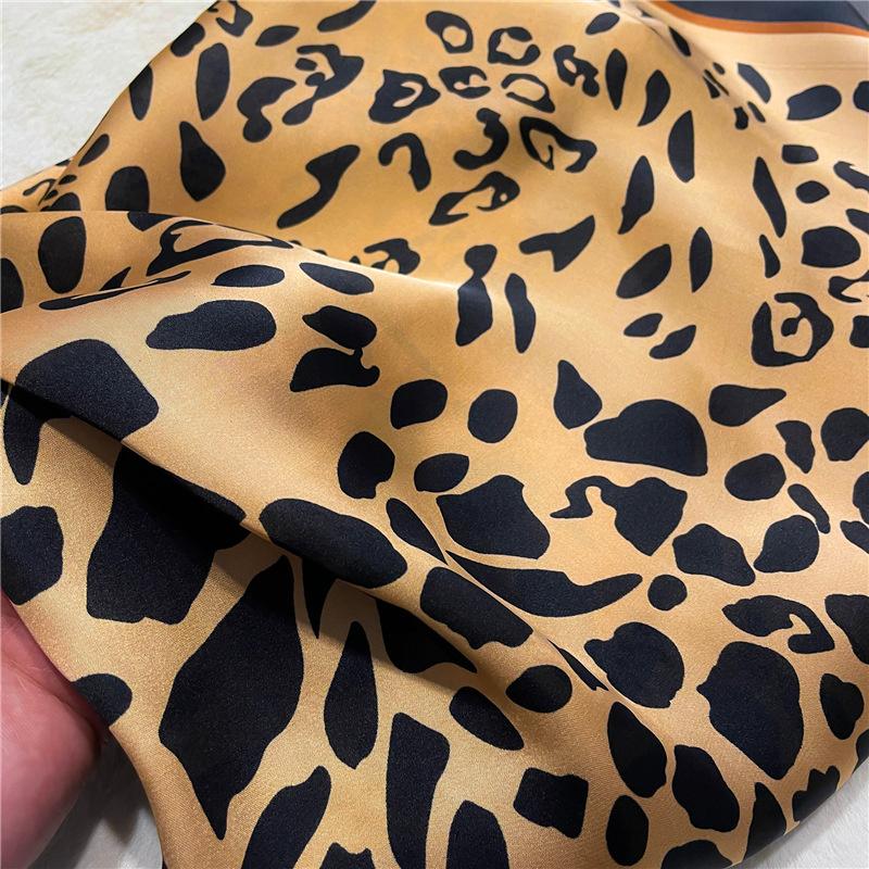 70cm Square Luxury Silk Scarf Ladies Leopard Print Headband Small Hair Scarves Band Female Handkerchief Scarves