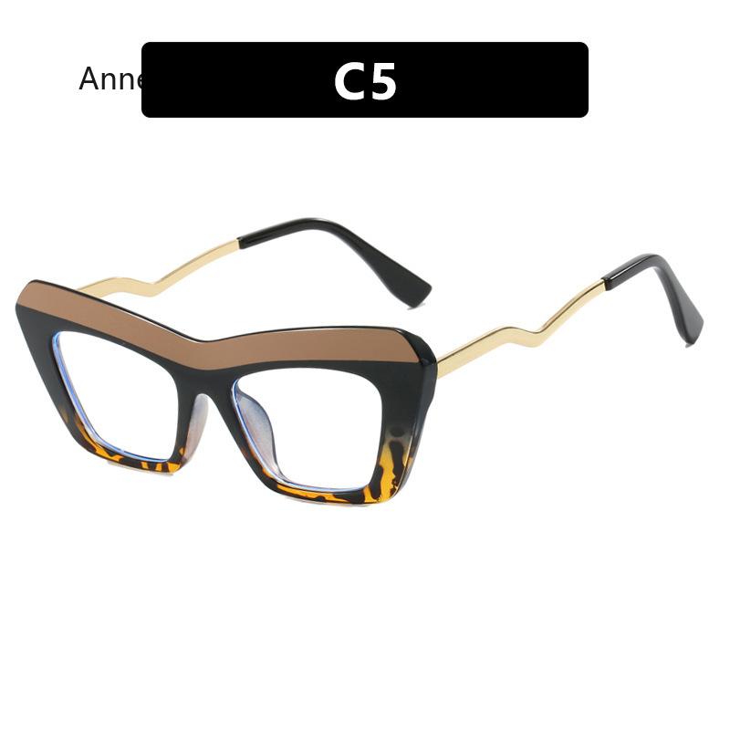 

Retro Cat Eye Eyeglasses Frames Women Designer Luxury Metal Leg Computer Glasses Anti Blue Light Patchwork Fashion Eyewear