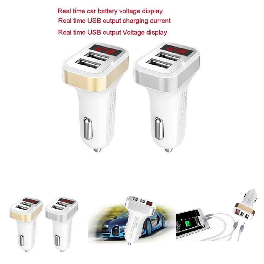 Premium Dual Usb Car Charger Adapter With Digital Led Voltage And Current Display