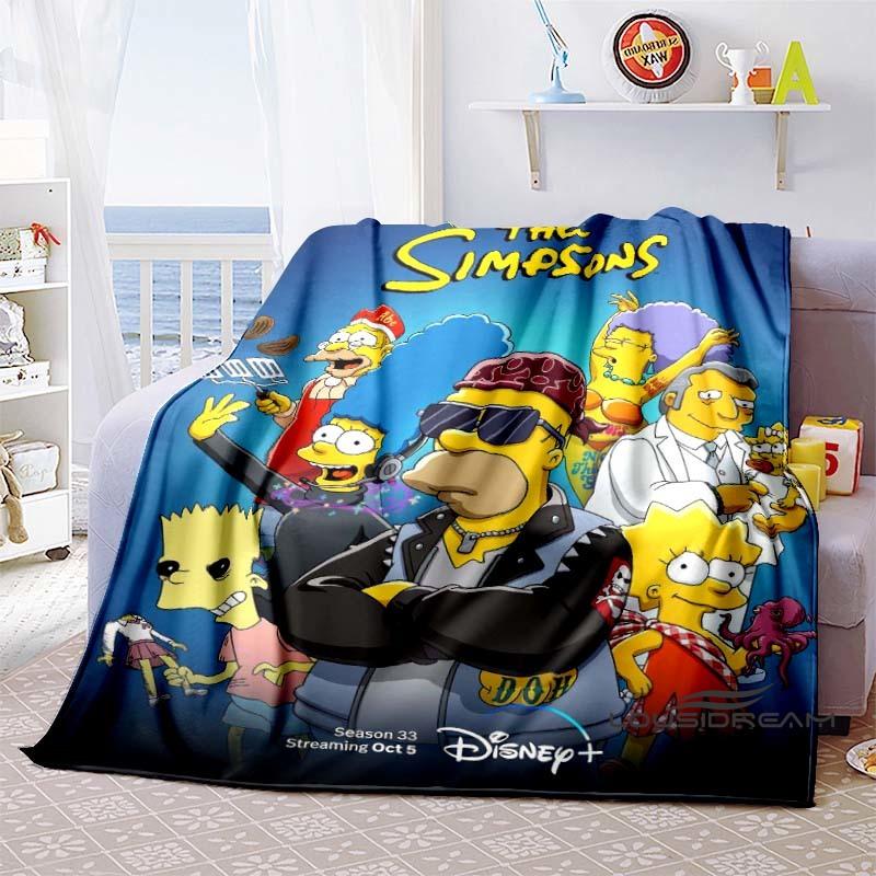 Kawaii Donut Pattern Blanket, The Simpsons Travel Flannel Blanket, Warm Blanket for Sofa Beds, Holiday Gift.