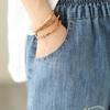 Japanese Denim Shorts Women's Summer Loose and Thin Retro Casual Embroidered Three-point Pants Wide-leg Pants