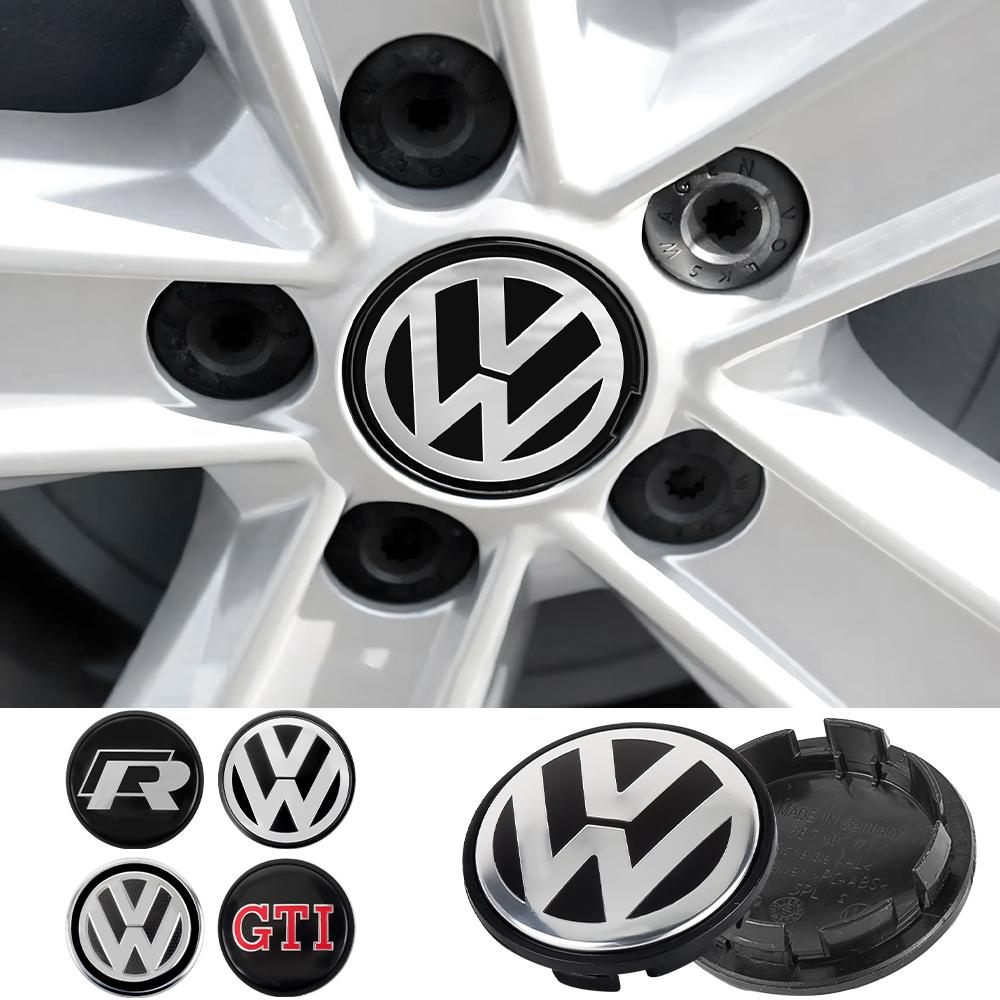 ABCD1 4pcs 56/65/66mm Car Wheel Center Cap Hub Cover Badge For Volkswagen VW R Polo Passat Rline Golf 4 5 Tiguan Jetta GTI ID.3 Touran