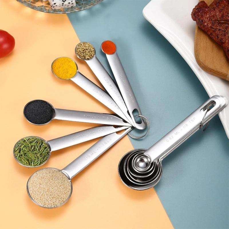 Heavy Duty Nonrust Steel Measuring Spoons 6pc Kitchen Essential Unseamed Construction Hygienic Food Grade Materials