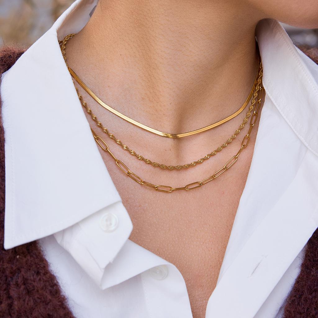 Titanium steel multi-layer chain necklace niche clavicle chain accessories stainless steel 18k gold
