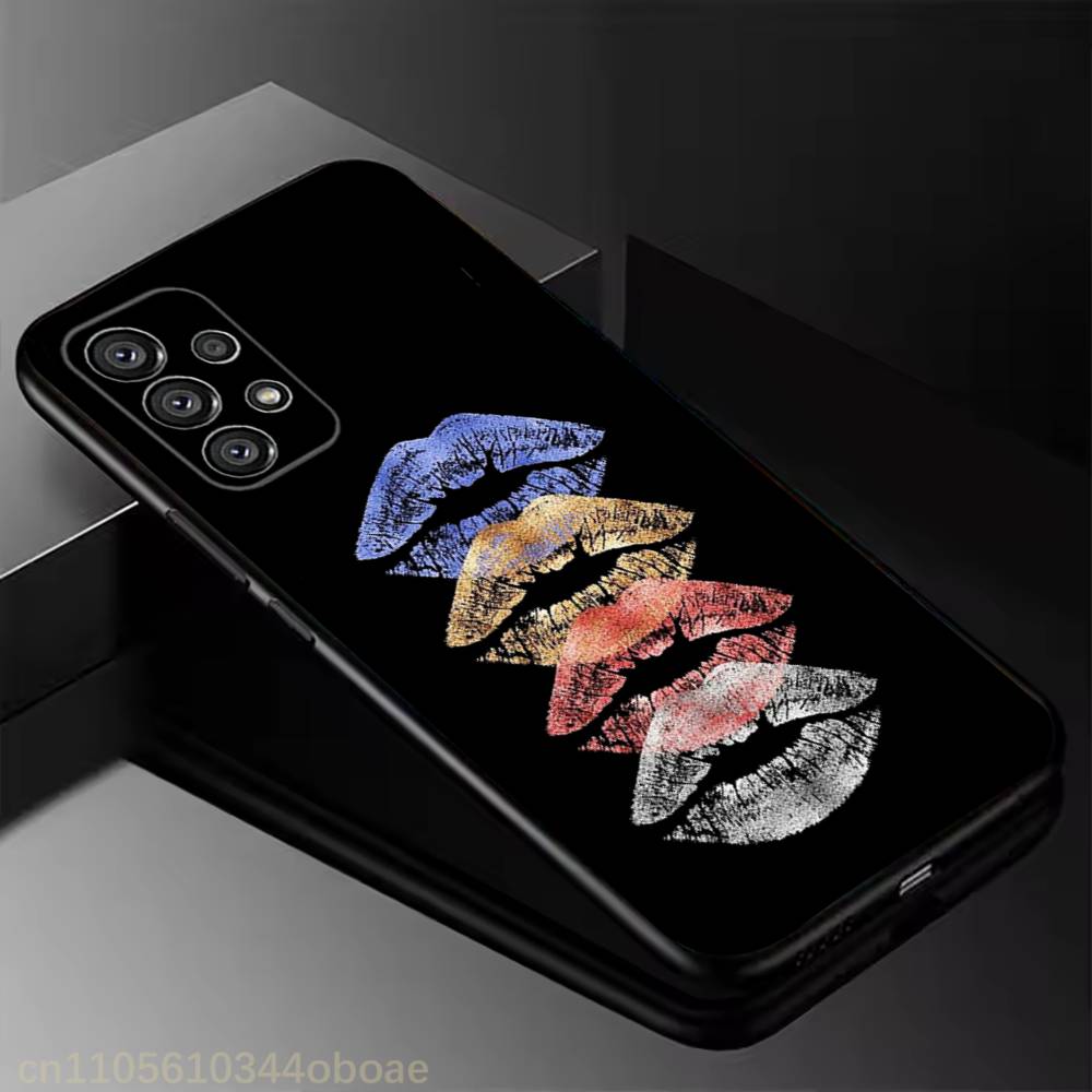 Red Lip  Phone Case For Samsung Galaxy A13,21s,22,31,32,52,53,71,80,A91 Soft Black Shell