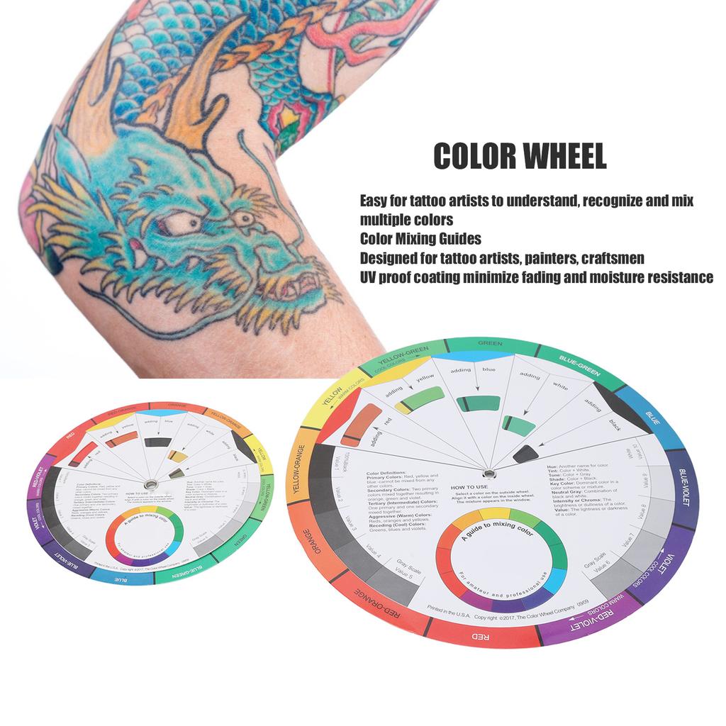 2pcs 9.3in 5.5in Diameter Color Mixing Guides Body Art Tattoo Color Blending Mixed Guide Wheel