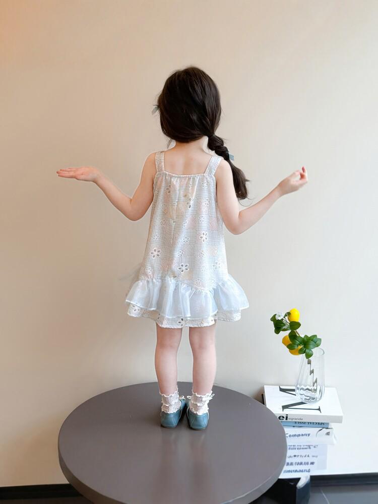 Girls' Lace Hollow Korean Style Dress - 2026 New Collection