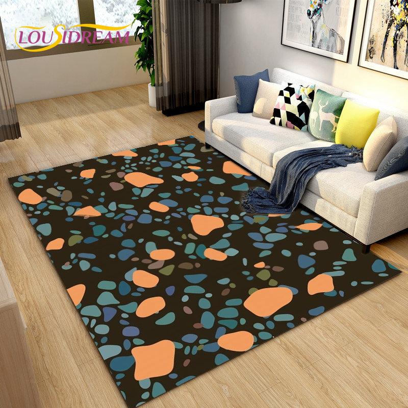 3D barva Drcený kámen Cesta štěrková plocha Koberec Velký,Koberec Koberec do obývacího pokoje Ložnice Pohovka Dekorace rohožky, Protiskluzová podložka