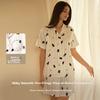 Ubras Radiant Travel All-Over Print Notched Collar Button-Up Long Sleeve and Long Pants Pajaa Set with Built-in Bra Honey Bear