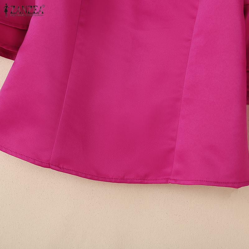 ZANZEA Women Casual Square Collar Flare Half Sleeve Summer Blouse