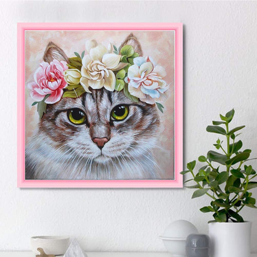 

5D Diy Алмазная картина Милый кот Алмазная вышивка Полный набор аниме Наборы для вышивки крестом Домашний декор Подарок ручной работы Round 30x30cm