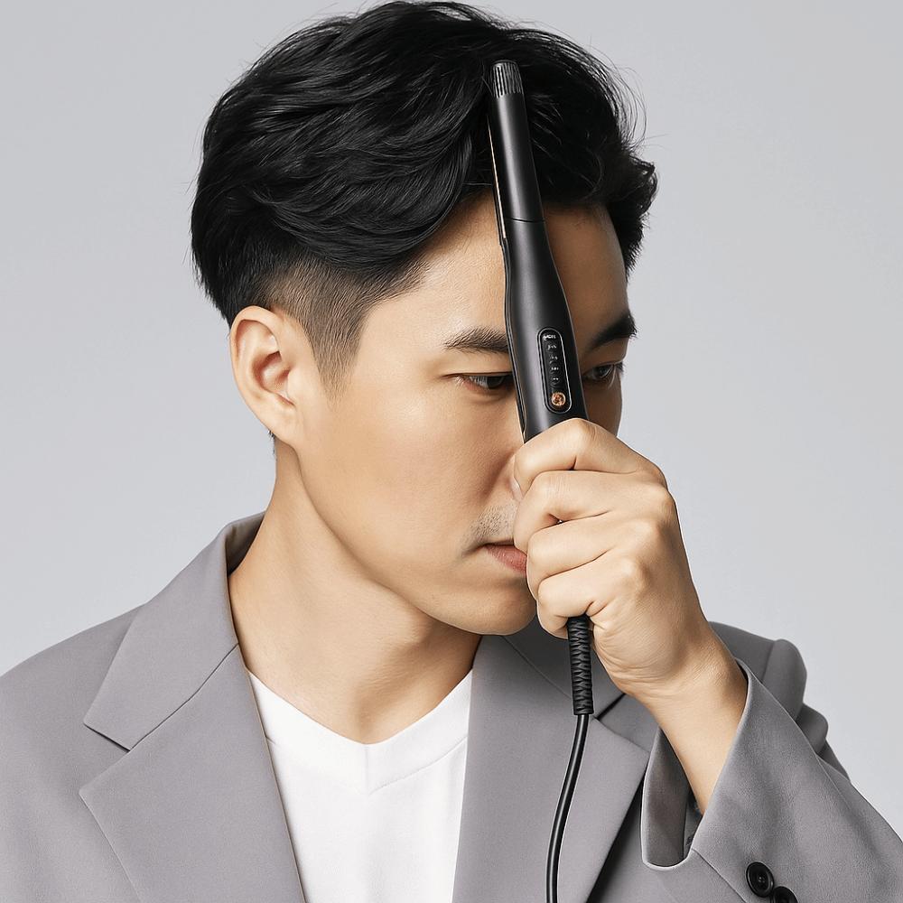 Non-slip Handle Men Curling Iron Plastic Casing Home Hair Curler  Hair Styling