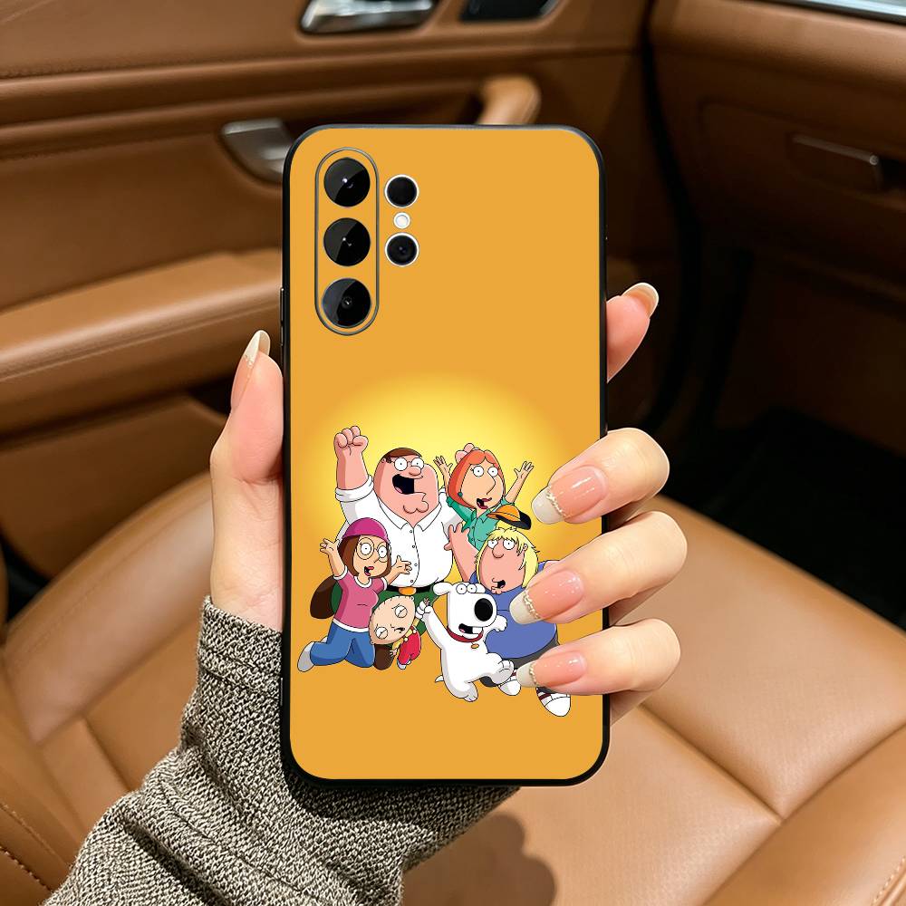Family Cute G-Guys Phone Case For Samsung S25,S24,S21,S22,S23,S30,Ultra,S20,Plus,Fe,Lite,Black Soft Silicone