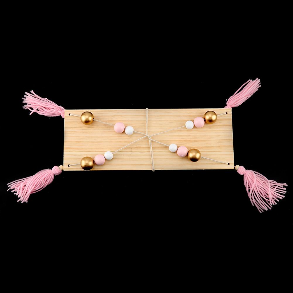 Wall Hanging Round Beads Shelf Storage Rack DIY Home Wall Hanging Decor (Pink Gold)