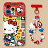Happy Cat Is Suitable for Apple 17 Silicone 16promax Soft 15 Red New Year 14 with Lanyard 13 Sets of Female Mobile Phone Case