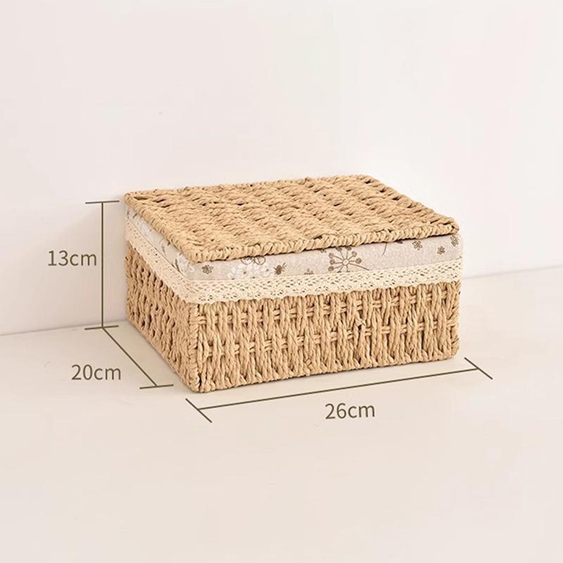 Household Rattan Woven Storage Box For Toys Snacks And Miscellaneous Items Desktop Cosmetic Storage Box