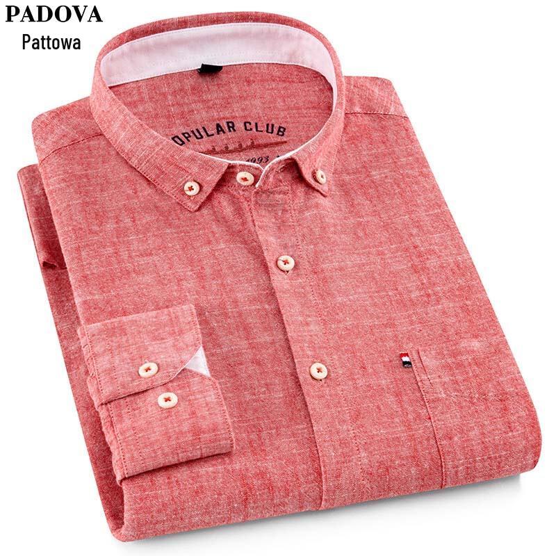 Мужская рубашка Patova с длинным рукавом, льняно-хлопковая, в стиле business casual 40