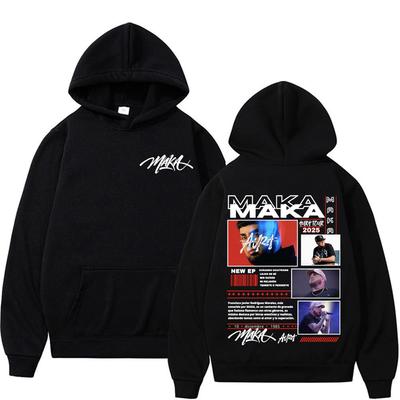 Rapper Maka Aura Tour 2025 Mikiny s oboustranným potiskem Pánské Dámské Módní Hip Hop Gotická Mikina Ležérní Fleecová Nadměrná Mikina