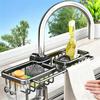 Yousheng Sink Storage Rack with Hollow Design Basket 360 Rotatable Rustproof Kitchen Faucet Organizer for Sponges Brushes Cleaning Tools
