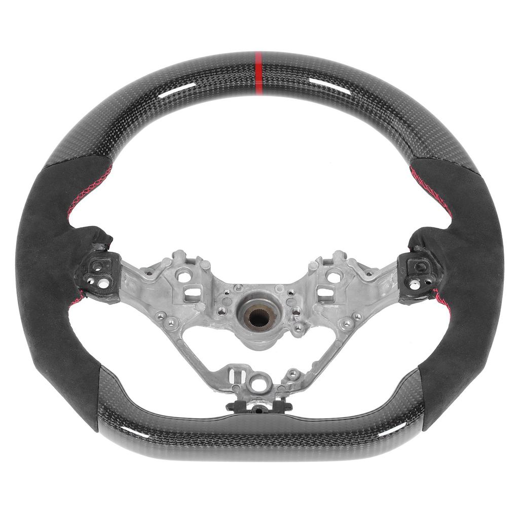 Carbon Fiber Steering Wheel Suede Hand Grips Red Stitching Fit for Subaru BRZ 2017 2020