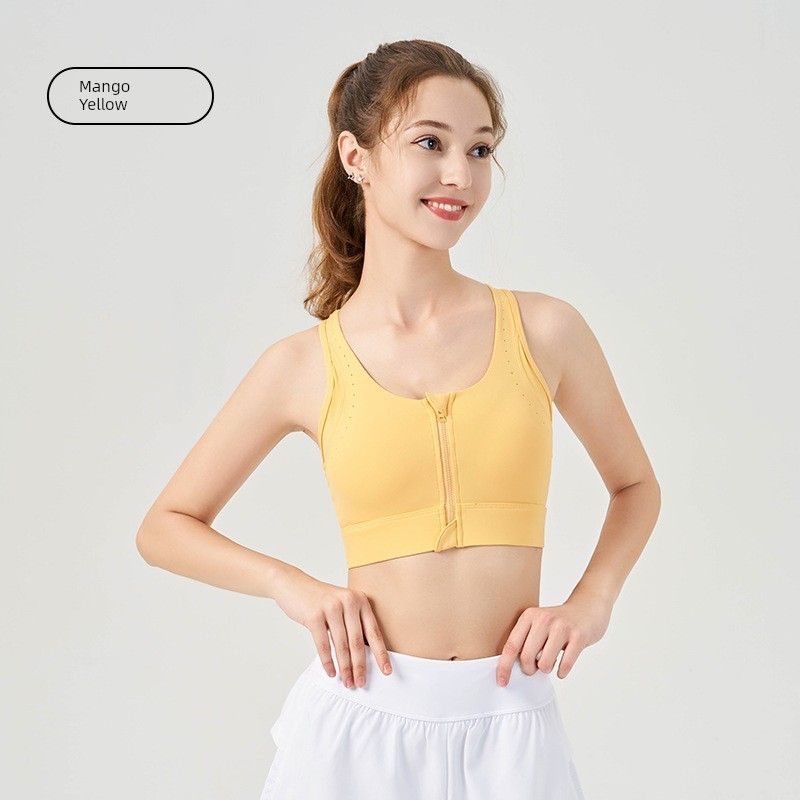 

Спортивный бюстгальтер-топ с фиксированными чашками, на молнии спереди, высокой степени поддержки, противоударный, быстросохнущий, для фитнеса, йоги, женский, жилетного типа, интимные товары Mango yellow XL