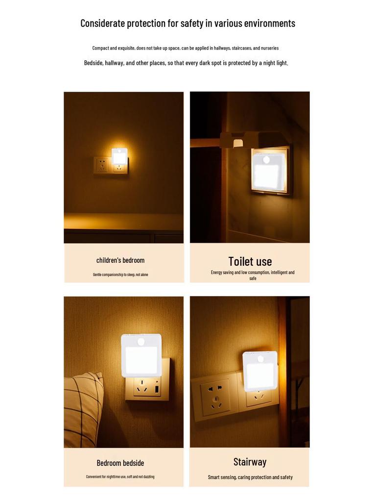 YOC Adjustable Infrared Sensor Night Light, Stepless Dimming, EU Plug, Warm & Cool White.