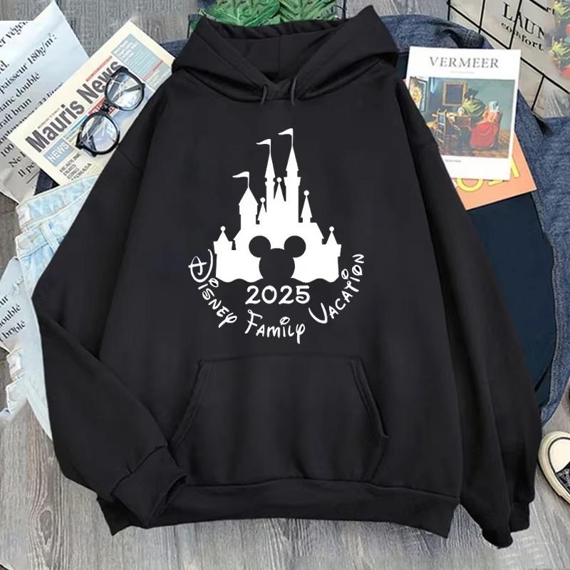 Disney 2025 Trip Printed Hoodies Fashion Female Casual Clothing Long Sleeve White Pullover Kawaii Cartoon Graphic Sweatshirt