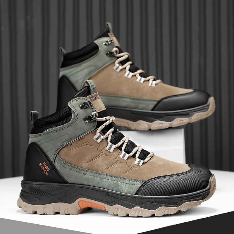 Men Hiking Shoes Suede Classic Outdoor Walking Shock-absorbing Anti Slip Sneakers Mountain Camping Multifunctional Casual Boots