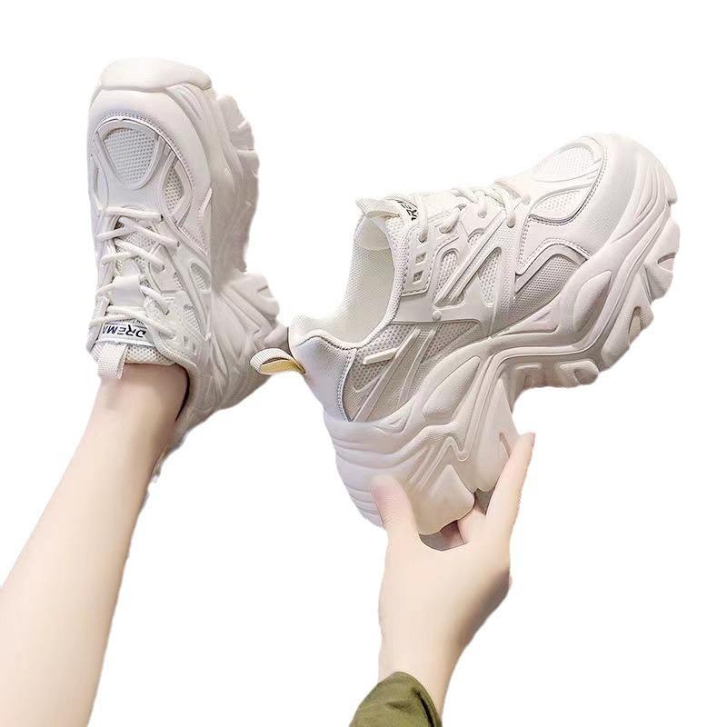 Milchtee-Farbe Papa-Schuhe Plateau Frühling Neu Schwarz Sportlich Straße Ins Trendig Weiß, Absatz erhöhende Schuhe