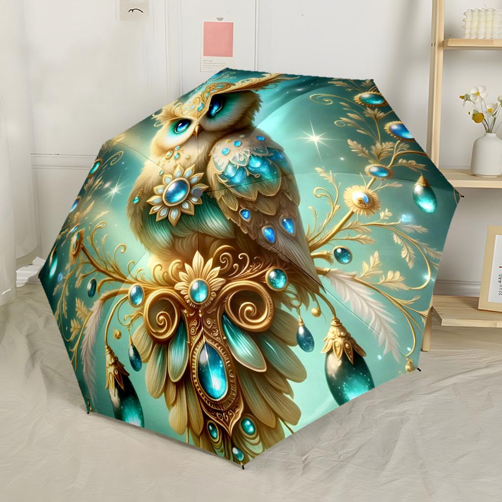 Owl Family In Moonlight Automatic Umbrella Sturdy 8-Rib Shaft Foldable Design Durable Everyday Carry Umbrella Fashionable Accessory
