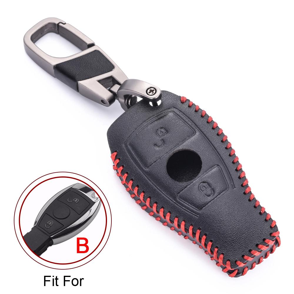 Leather Car Key Cover For Mercedes Benz  C260 W203 W204 W211 CLK B C E ML S CLK CL Class AMG Smart Remote Fob Protector Case