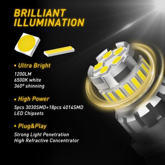 AUXITO Pair 3157 4114 SMD 4157 LED DRL Daytime Driving Running Light White Bulbs