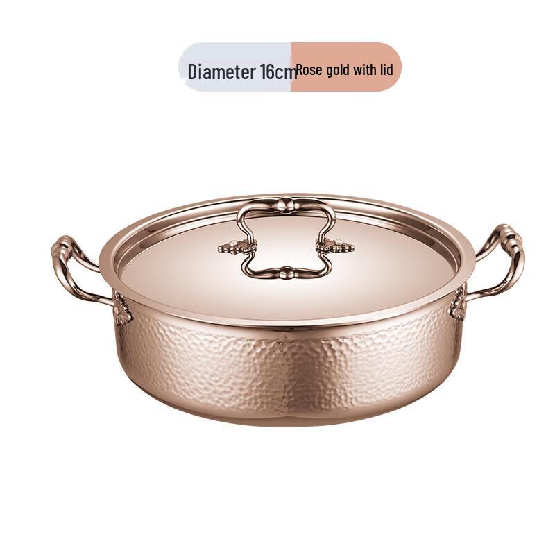 JingQingFu 304 Stainless Steel Hammered Hot Pot with Lid